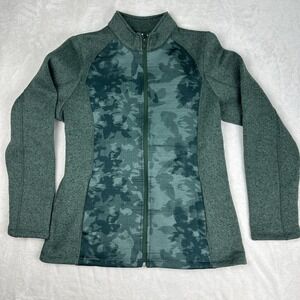 Callaway Jungle Green Zippered Knit Jacket Womens Size Large Camo Golf Zip Up